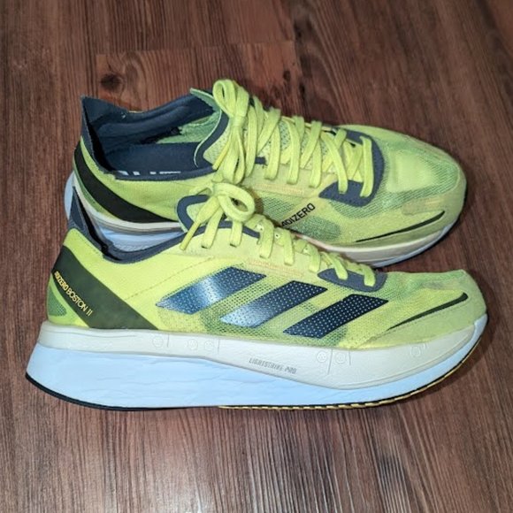 Men’s Adidas Adizero Boston 11 Running Shoes, Men's Size 9 Neon Yellow - Picture 2 of 16